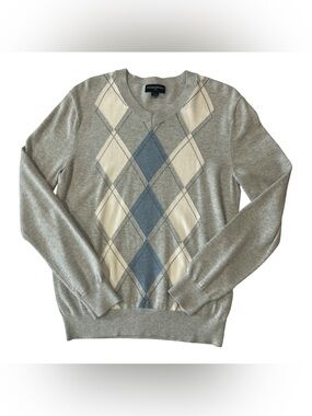 Banana Republic Men’s Gray Argyle V-Neck Sweater Sz S